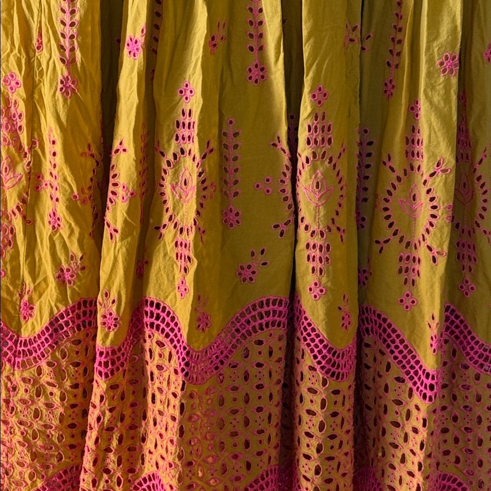 NWT DIXIE Yellow and Pink Floral embroidered Maxi Dress size medium - Picture 5 of 15